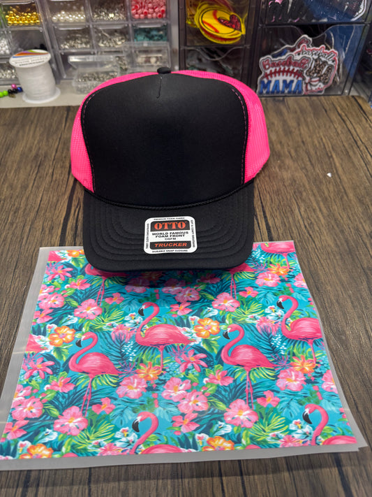 Tropical Flamingo Single Hat Bill DTF Prints