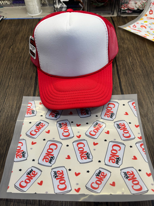 Diet Coke Single Hat Bill DTF Prints