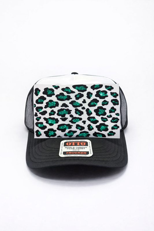 Green Leopard Full Front DTF Prints Hat Patch