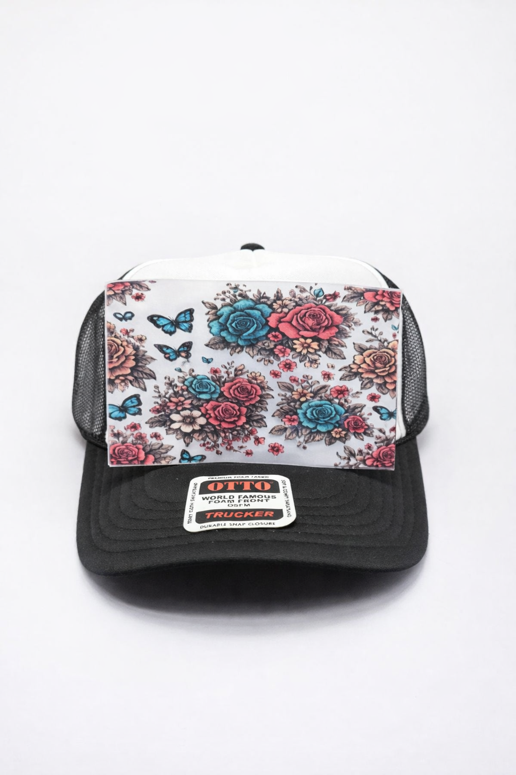 Butterfly Flowers Full Front DTF Prints Hat Patch
