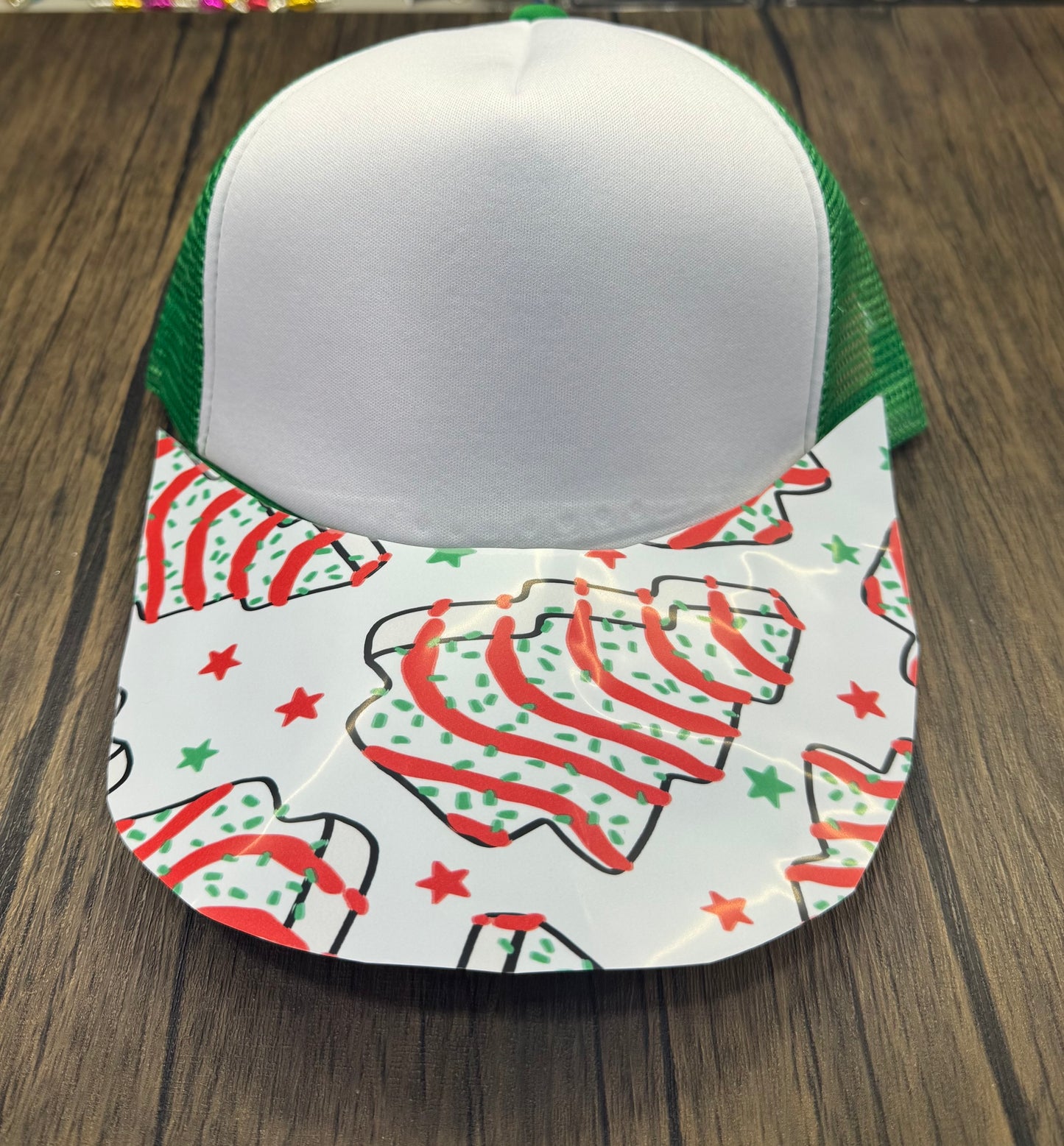 White Christmas Cake Hat DTF Premade