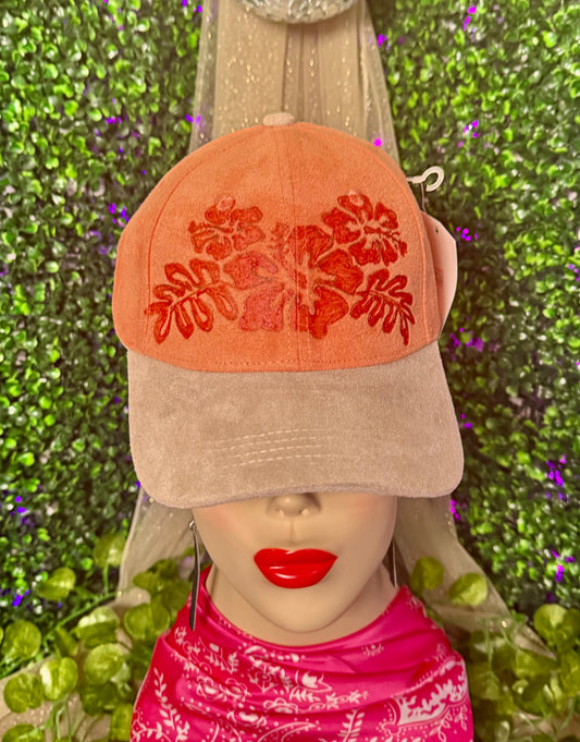 Burnt Flowers Suede Trucker Hat
