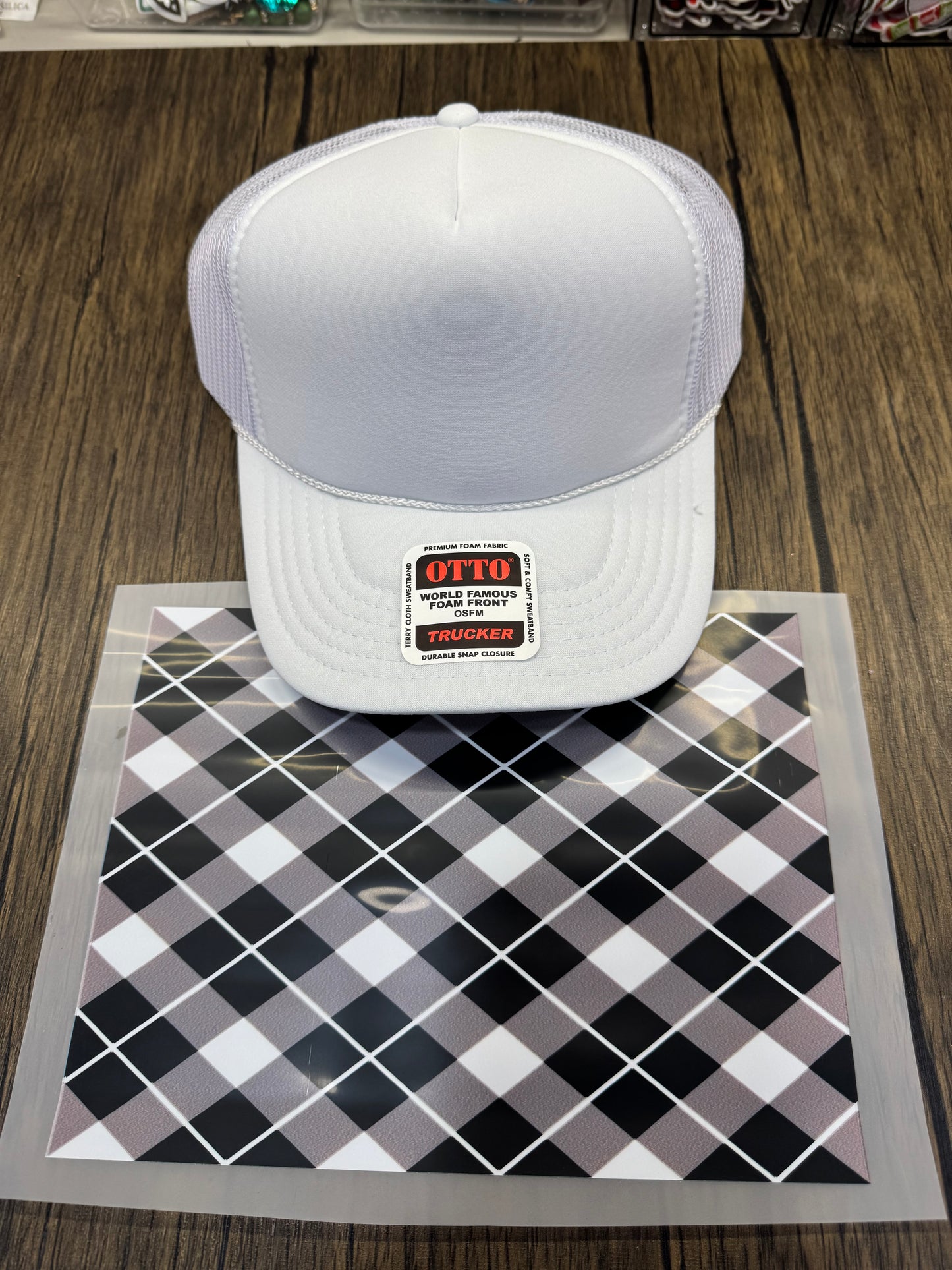 Black Strips Plaid Single Hat Bill DTF Prints