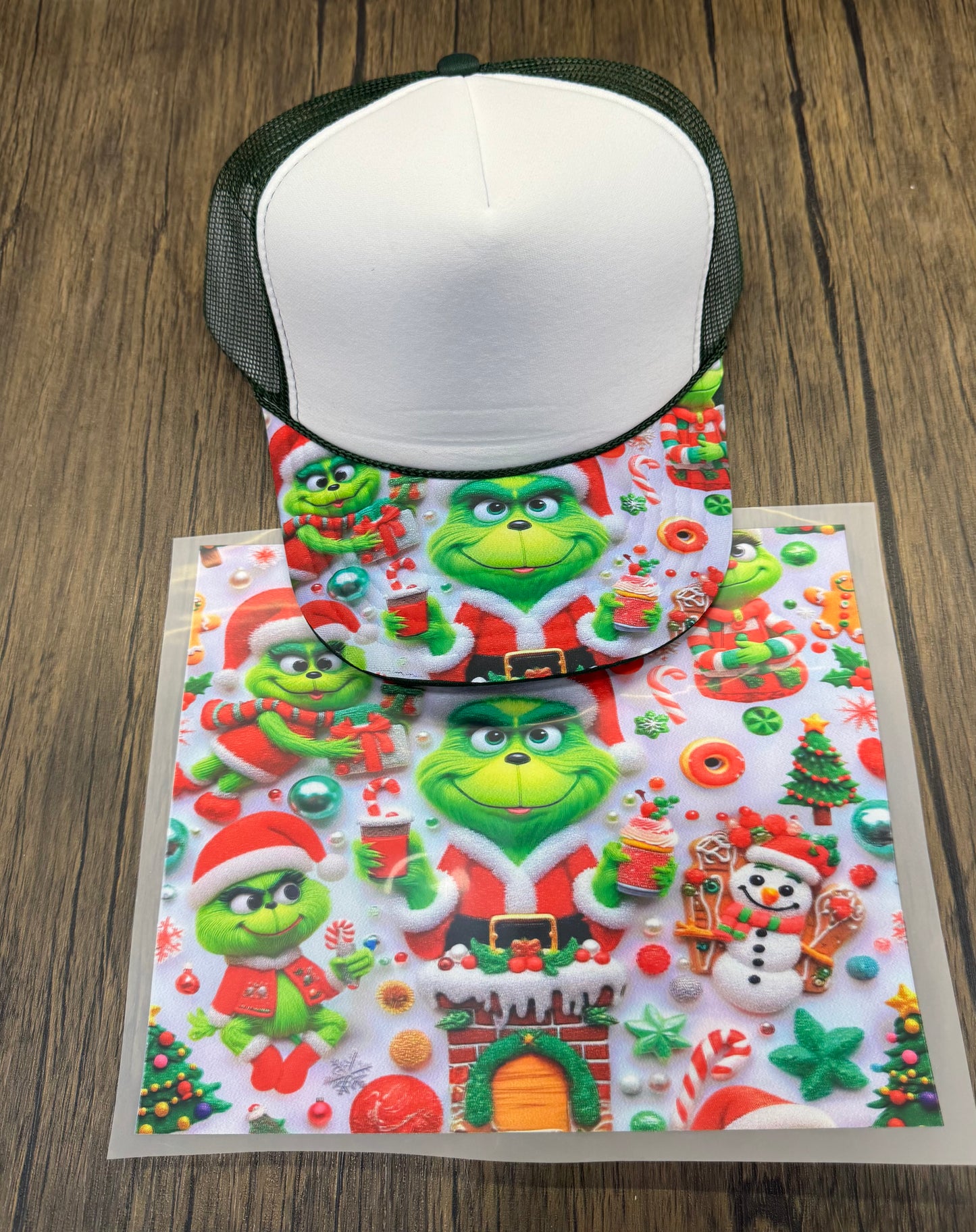 Green Baby Grinch Gang Sheet Hat Bill DTF Prints