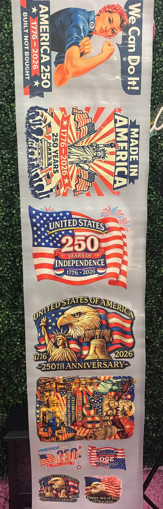 250th Anniversary of the USA Shirt and Hat Size Gang Sheet DTF Prints