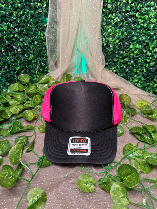 Black And Neon Pink Hat Wholesale