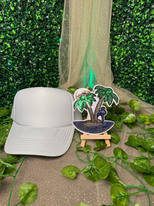 Sequins Double Palms Hat Patches Wholesale