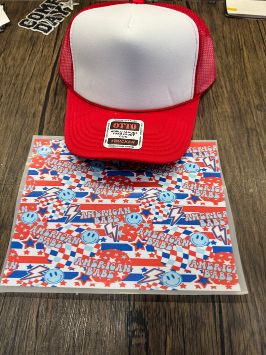 American Babe Single Hat Bill DTF Prints