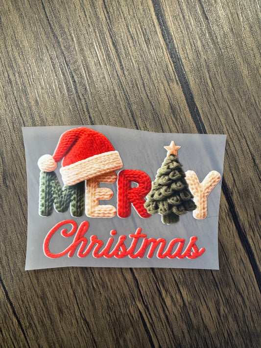 Merry Christmas Traditional Yarn Hat Size DTF Prints