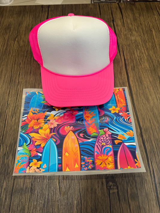 Surf Boards Single Hat Bill DTF Prints