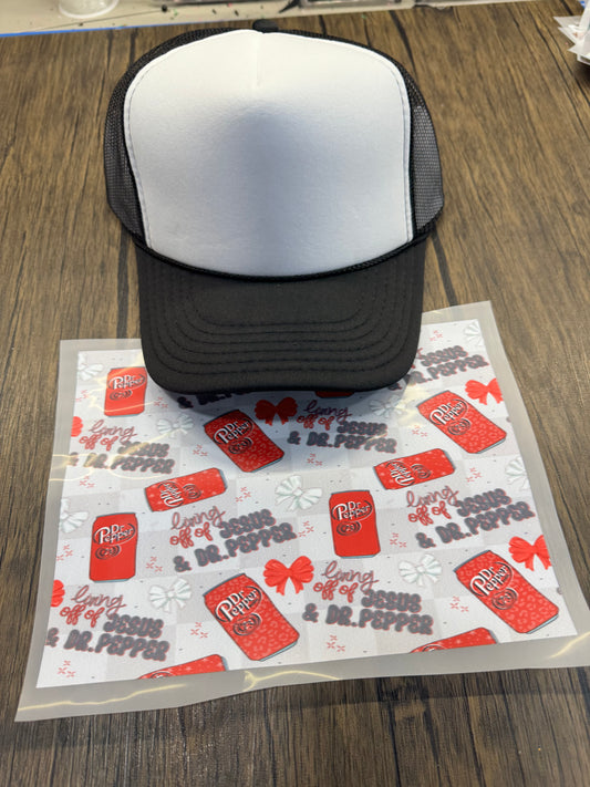 Dr Pepper Single Hat Bill DTF Prints