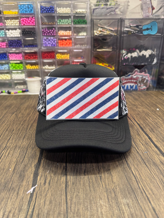 Striped Single Front Hat DTF Prints