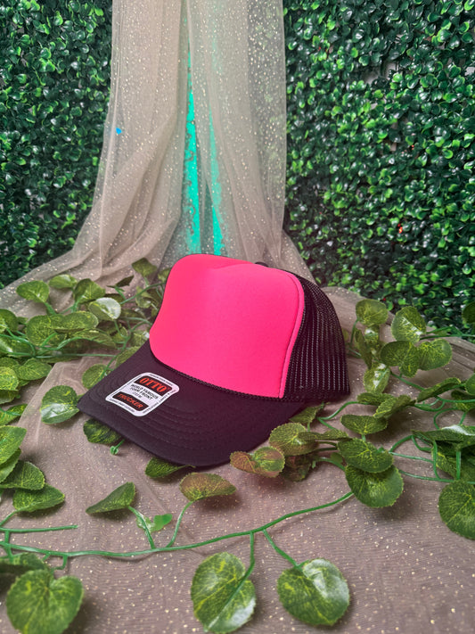 Neon Pink Front and Black Hat Wholesale
