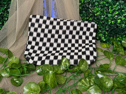 Checkered Makeup Bag
