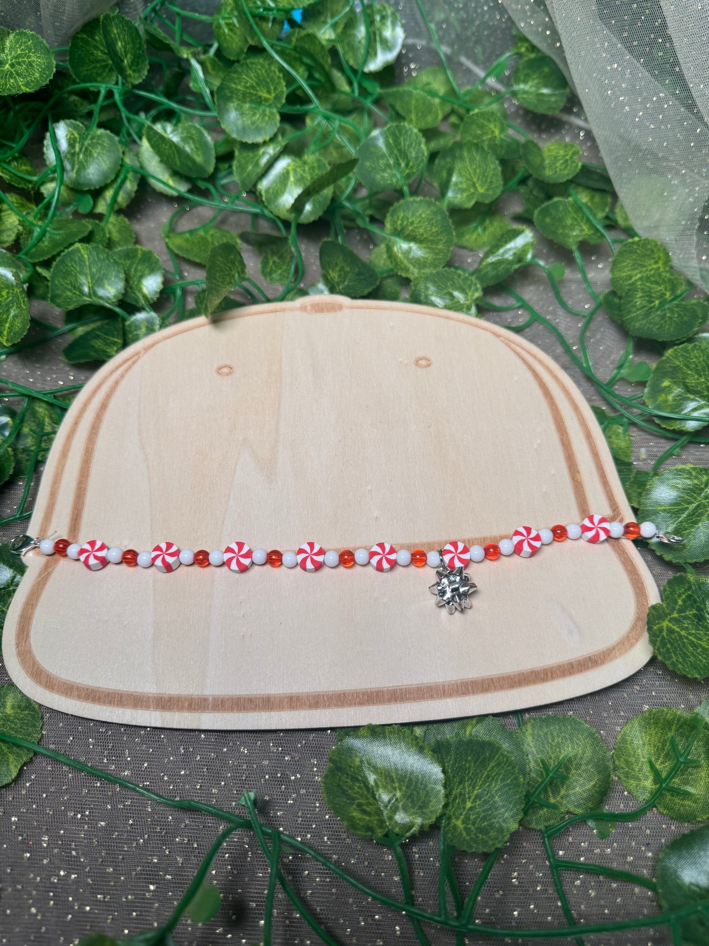 Red Candy Cane Bow Hat Chain Wholesale