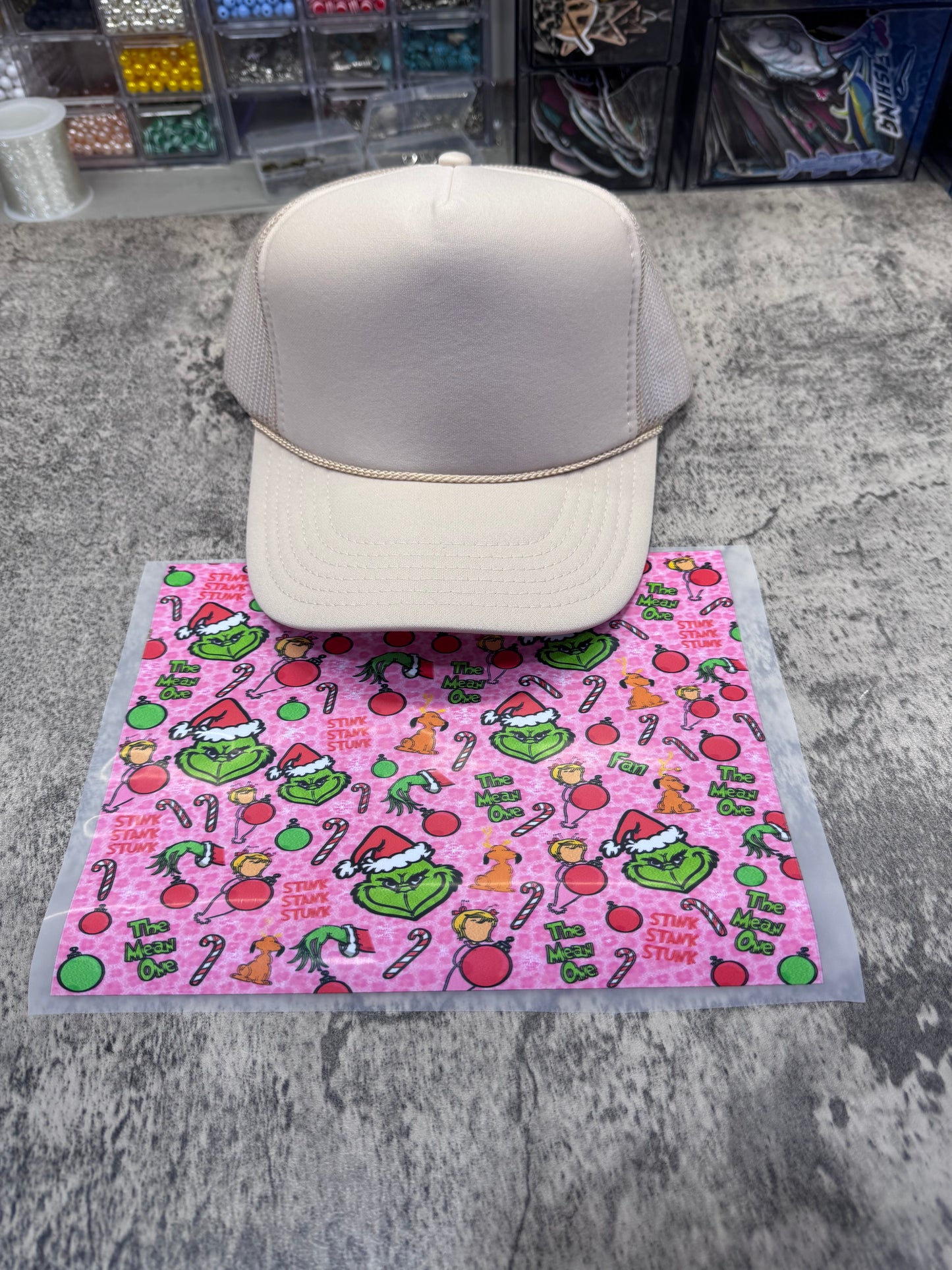 The Mean One Grinch Single Hat Bill DTF Prints