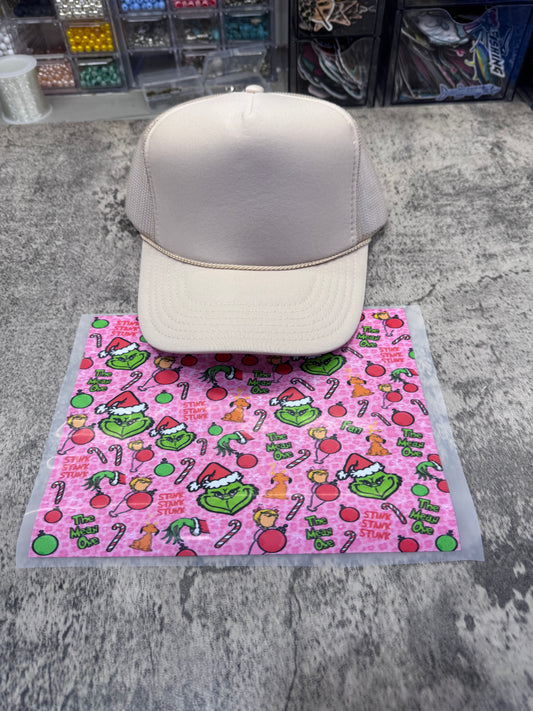 The Mean One Grinch Single Hat Bill DTF Prints