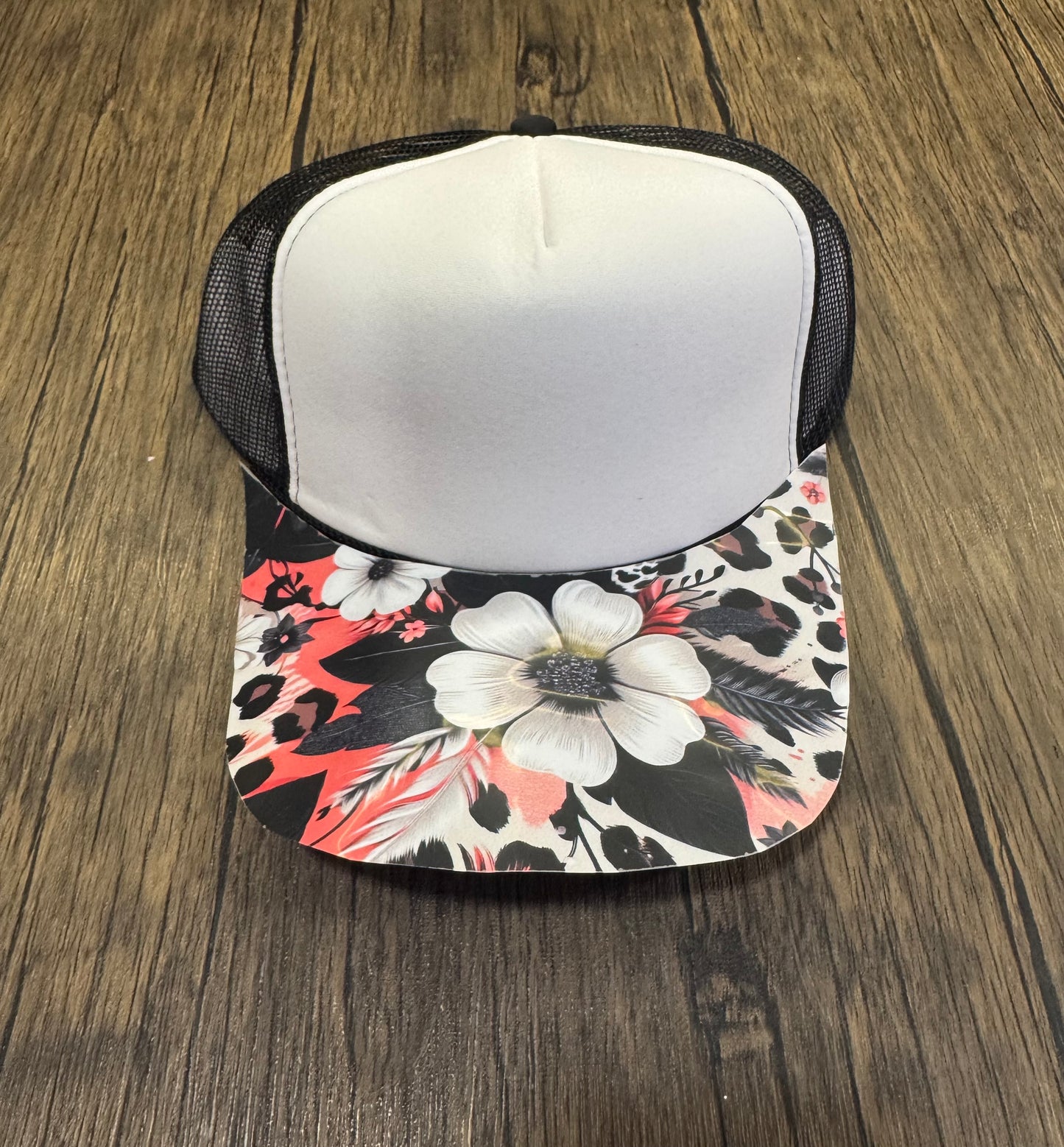 White Flower Single Hat Bill DTF Prints