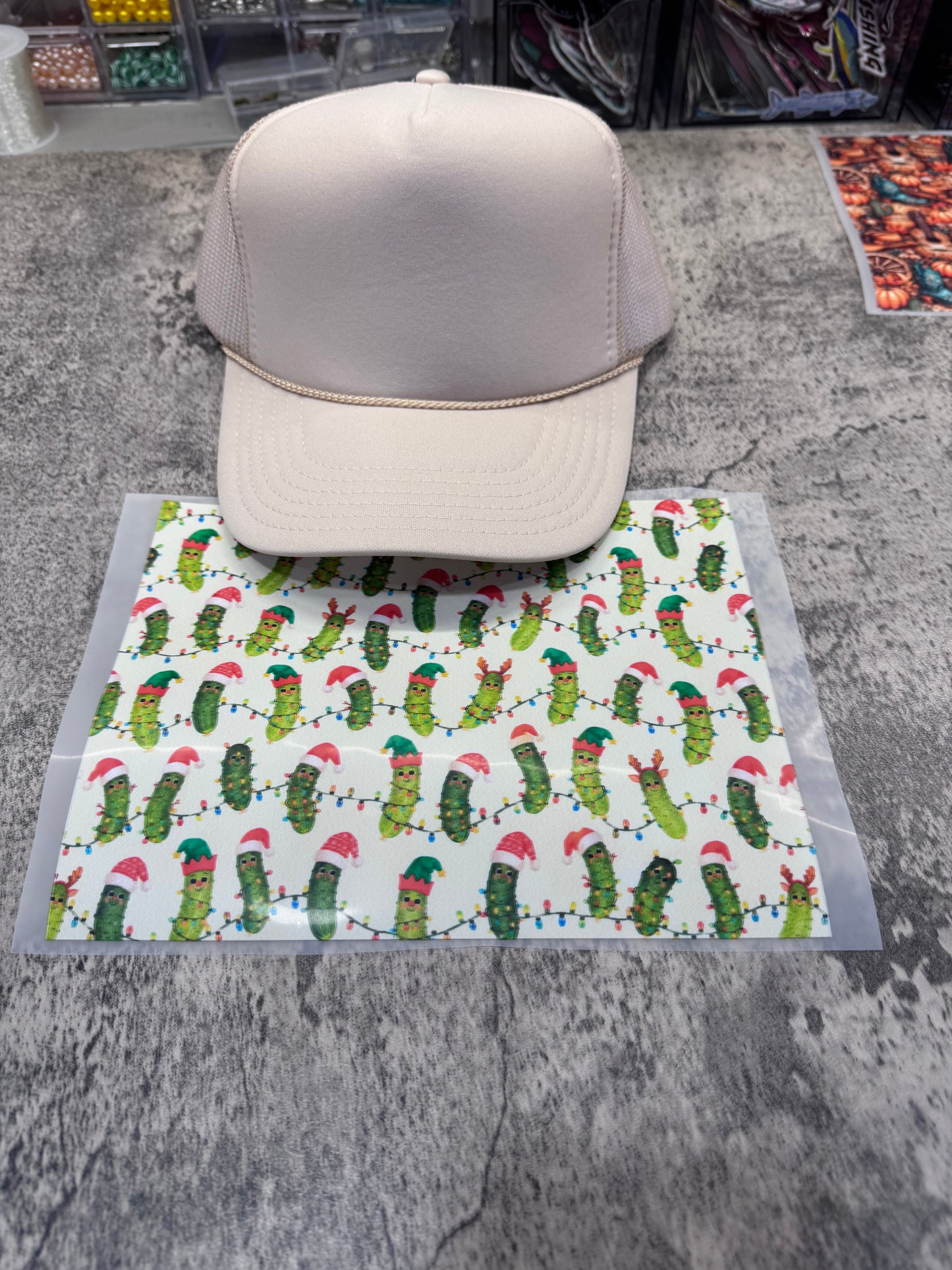 Pickle Christmas Single Hat Bill DTF Prints