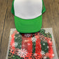 Red and Green Leopard Snowflakes Single Hat Bill DTF Prints