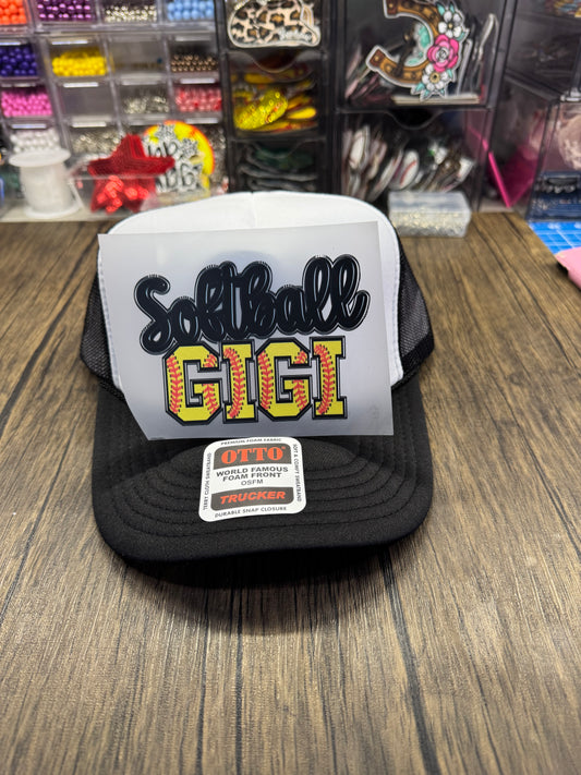 Softball Gigi Single Front Hat DTF Prints
