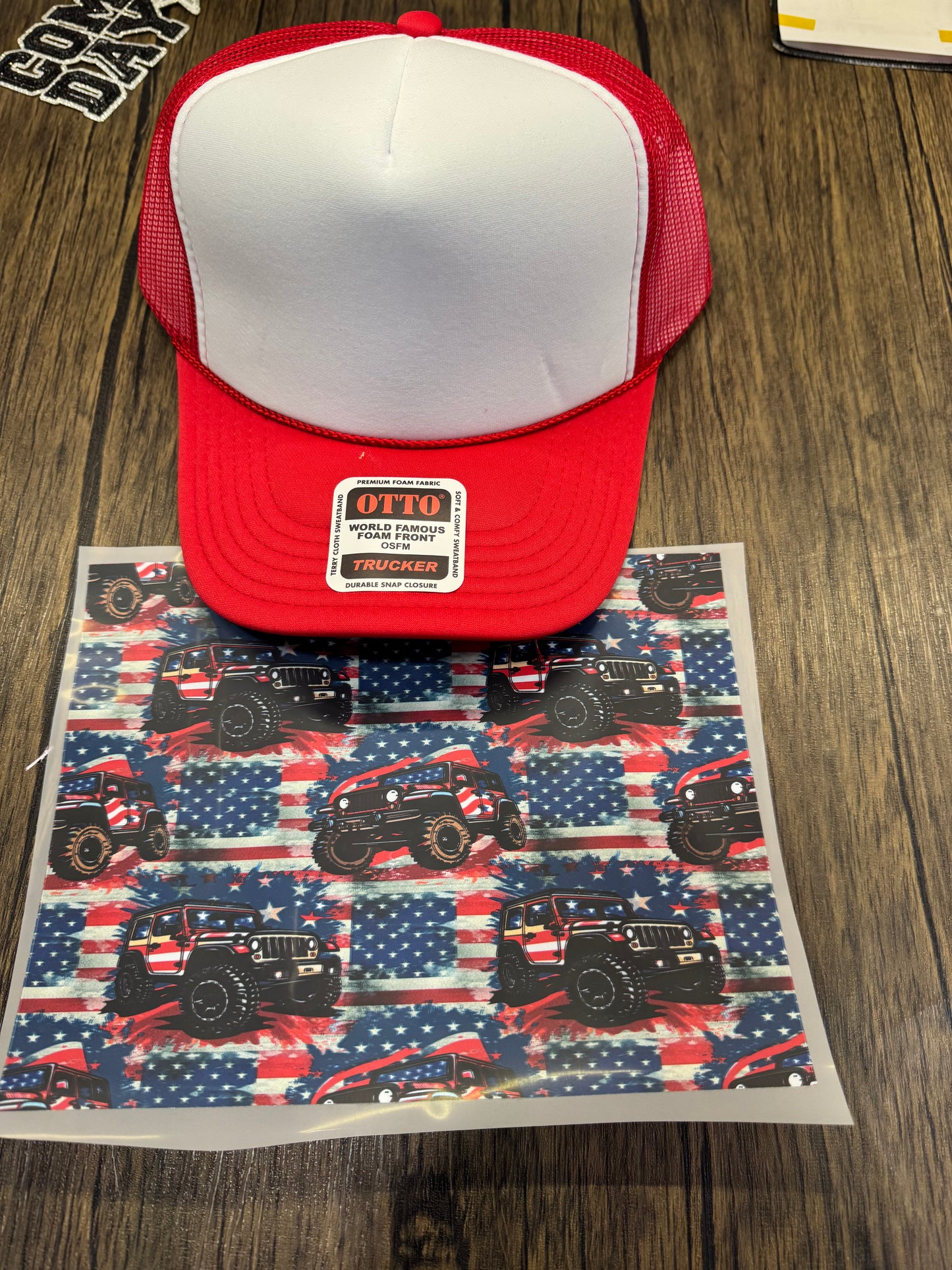 American Jeep Single Hat Bill DTF Prints