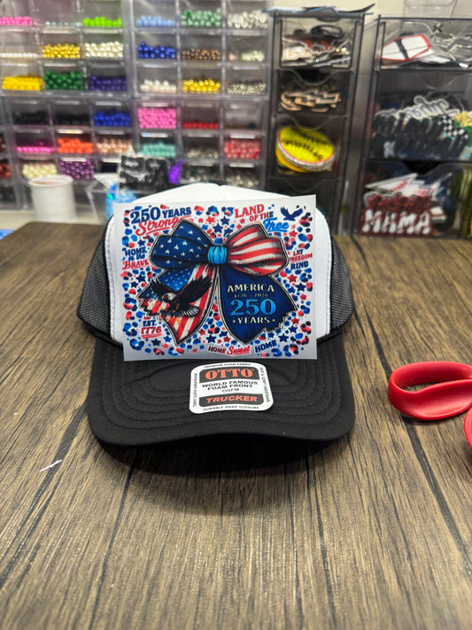 250 Years Bow Single Front Hat DTF Prints
