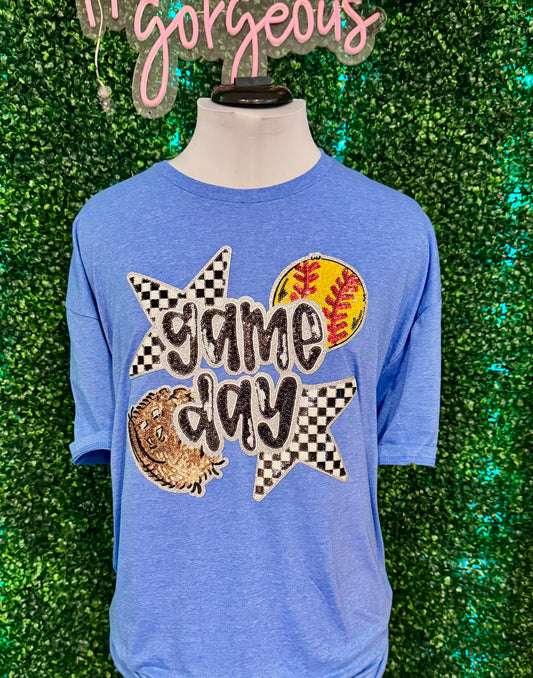 Softball Sequins Patch Shirts