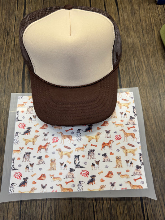 Dogs Single Hat Bill DTF Prints Hat Patch