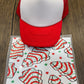 White Christmas Tree Cakes Single Hat Bill DTF Prints