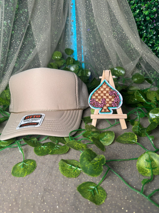 Brown Checkered Spade Hat Patches Wholesale