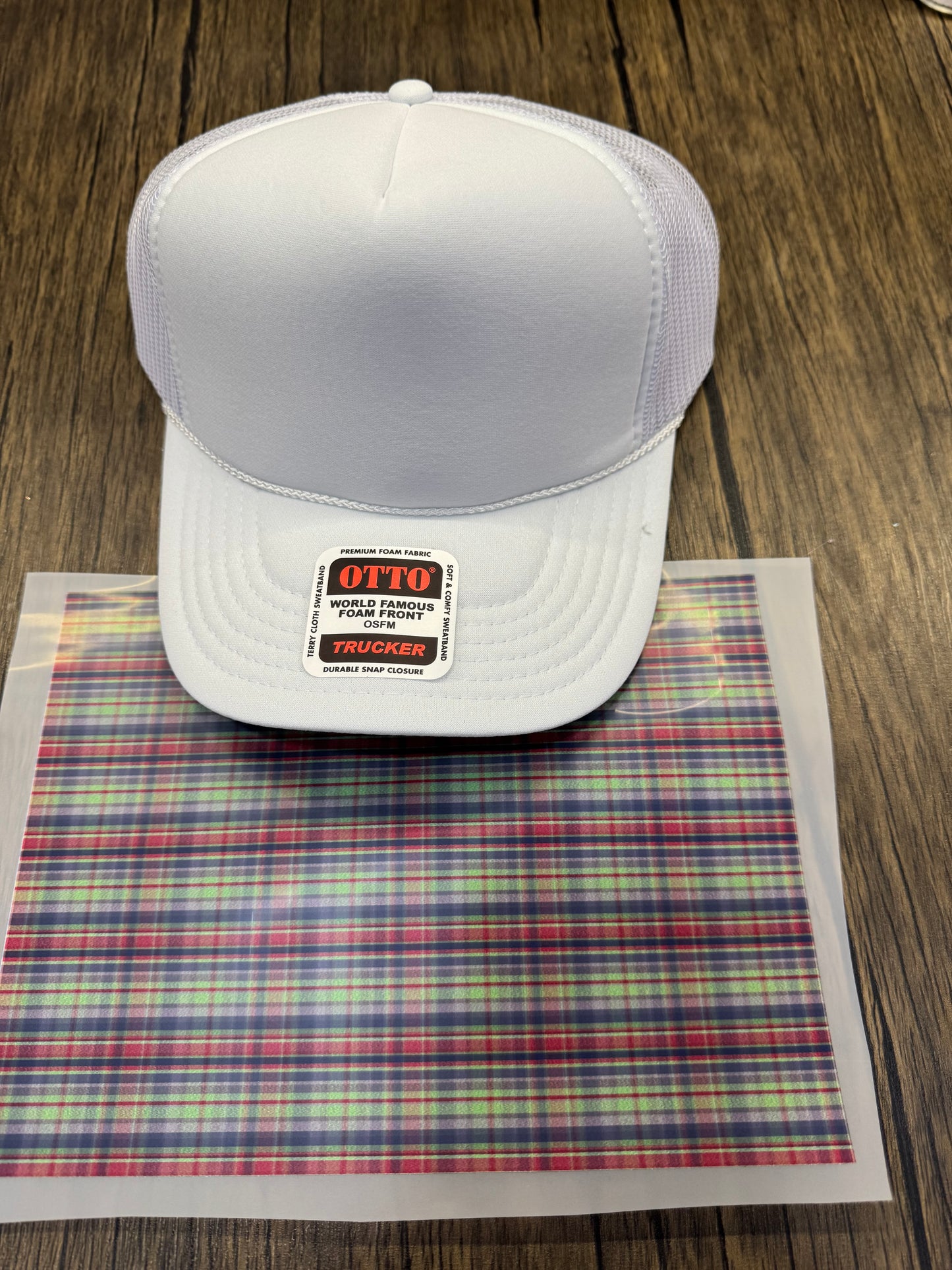 Red Green Blue Plaid Single Hat Bill DTF Prints