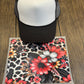 Red Flower Black Leopard Single Hat Bill DTF Prints