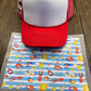 Blue Striped Crawfish Single Hat Bill DTF Prints