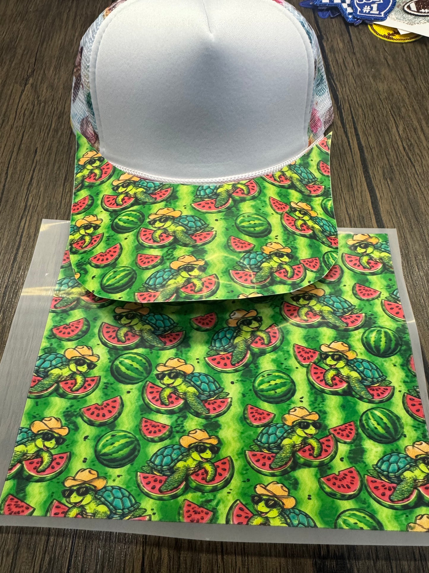Turtle Watermelon Print Single Hat Bill DTF Prints
