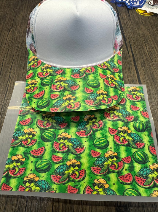 Turtle Watermelon Print Single Hat Bill DTF Prints