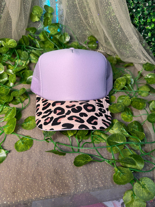 Lavender with Leopard Print  Hat DTF PREMADE