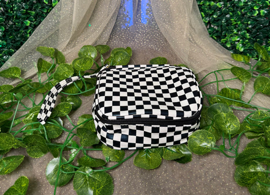 Small Checkered Makeup Bag