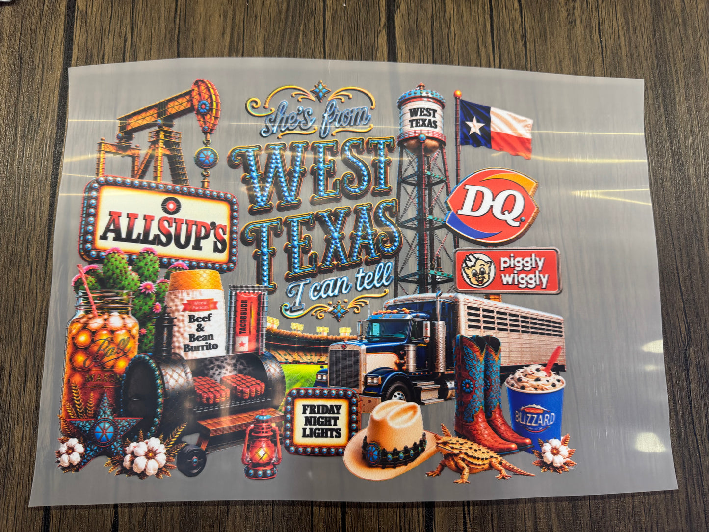 Shes From West Texas  Full Size Tops DTF Prints
