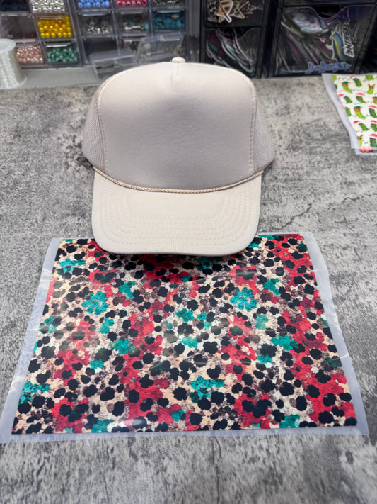 Christmas Leopard Single Hat Bill DTF Prints