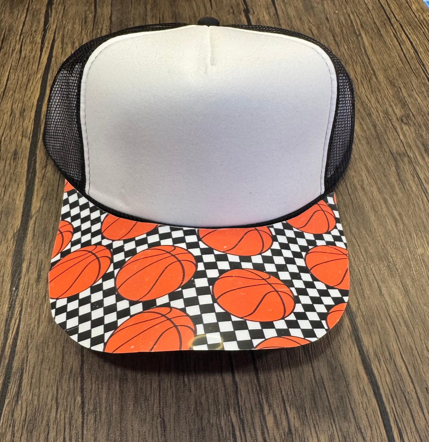 Checkered Basketball Single Hat Bill DTF Prints