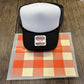 Orange Plaid Single Hat Bill DTF Prints
