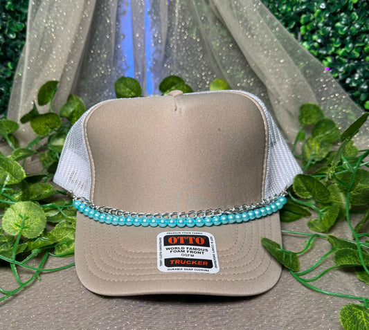Teal Pearl Double Chain Hat Chain Wholesale