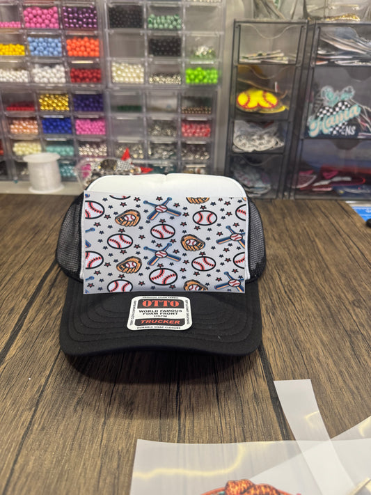 Baseball Transparent  Full Front DTF Prints Hat Patch