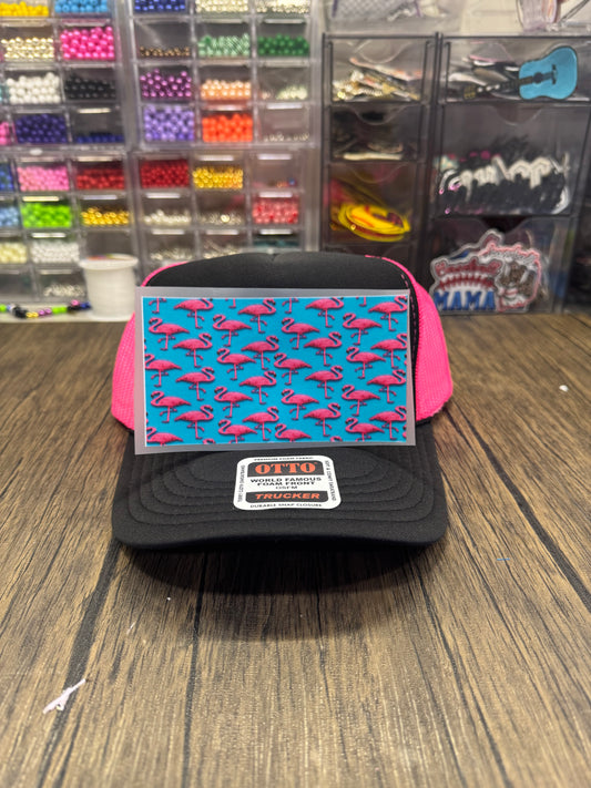 Flamingo Yarn Single Front Hat DTF Prints