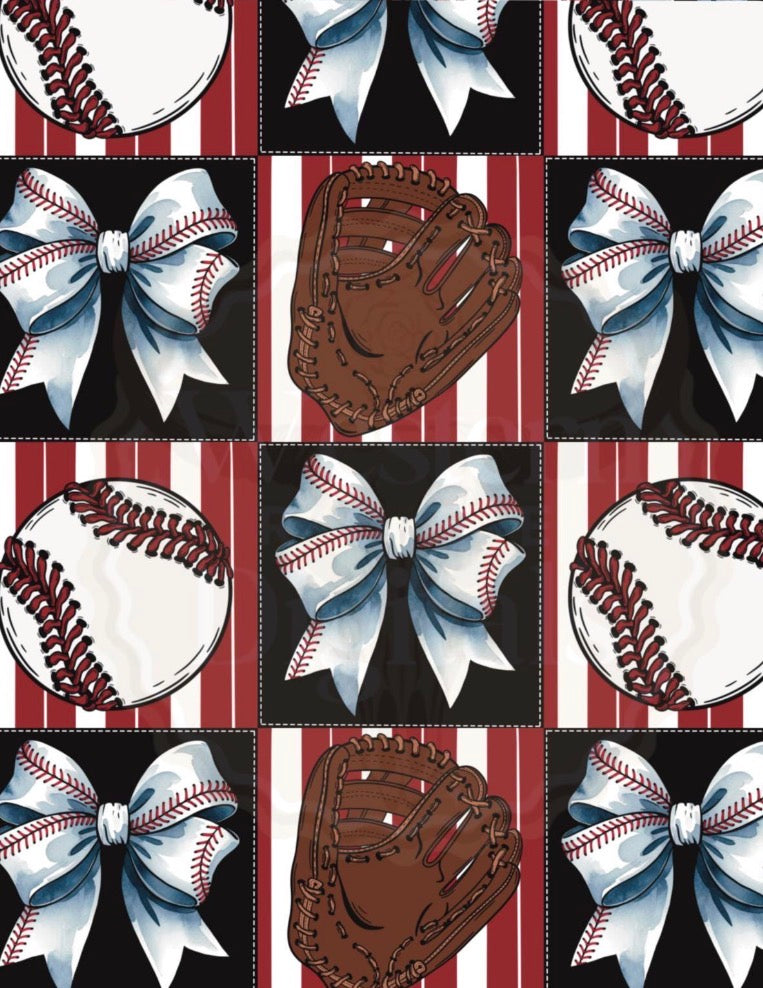 Baseball Bows Single Hat Bill DTF Prints
