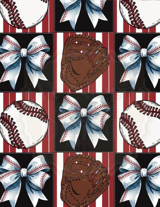 Baseball Bows Single Hat Bill DTF Prints
