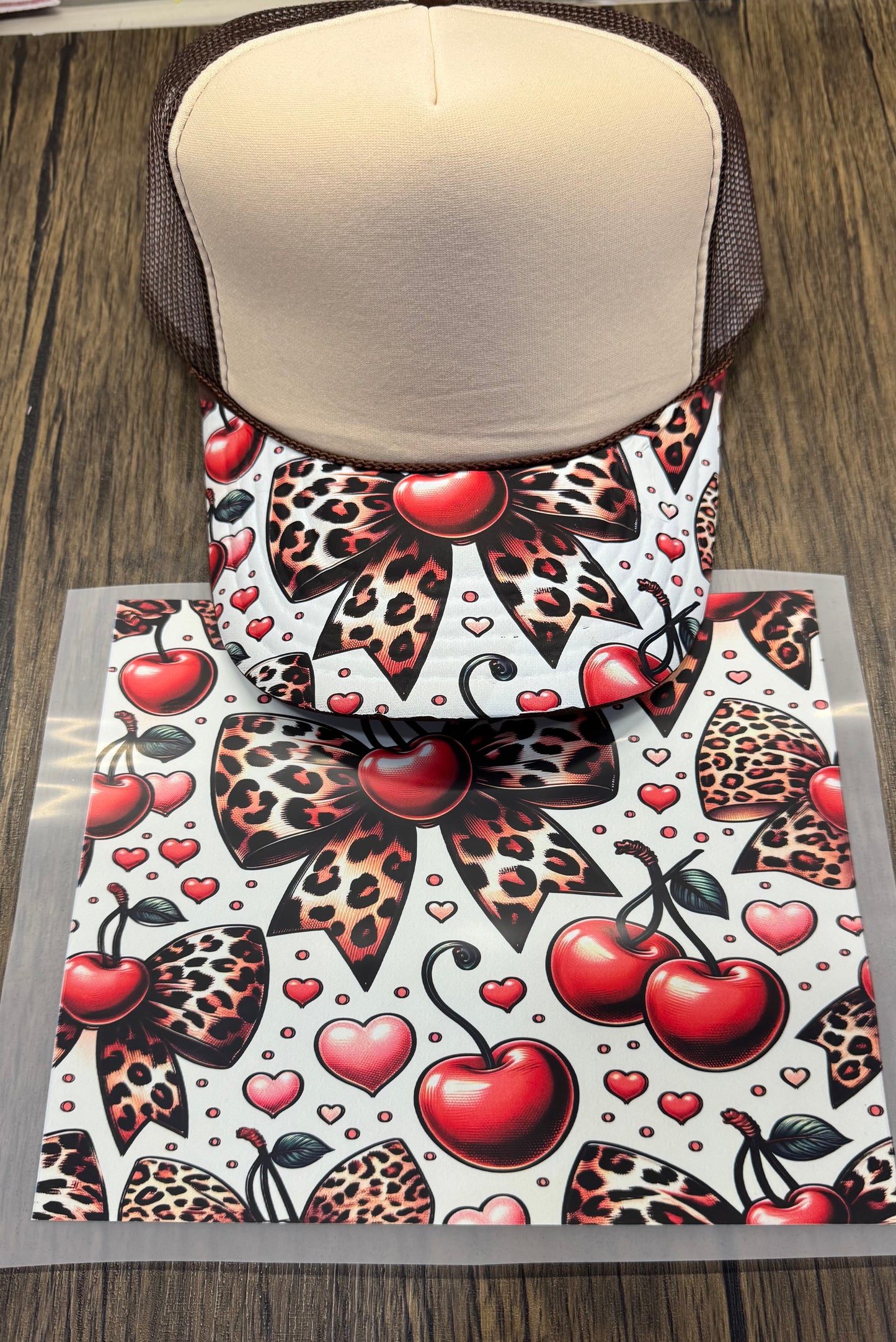 Leopard Cherries Bill DTF Prints Hat Patch Wholesale