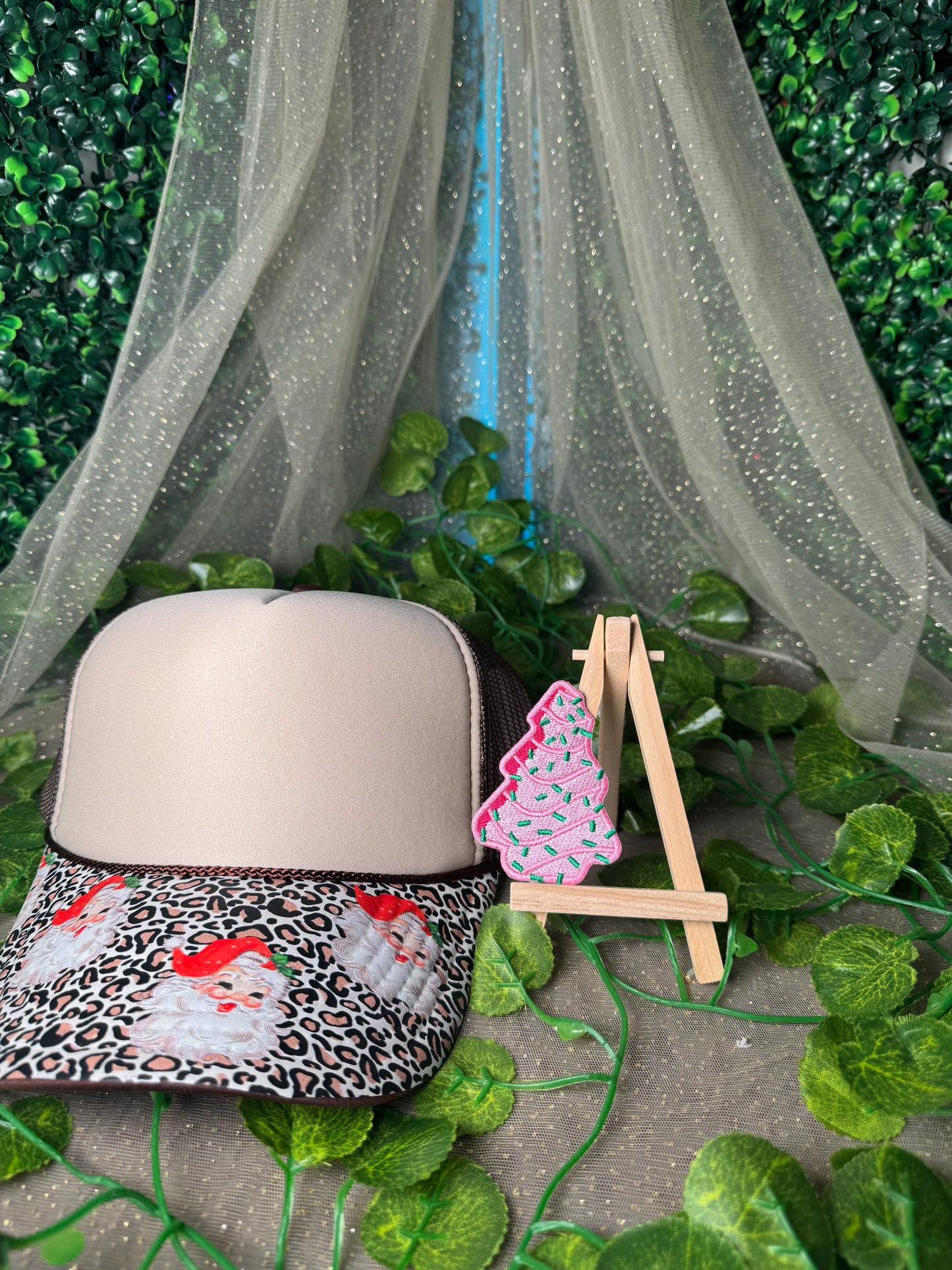 Pink Christmas Tree Cake Hat Patches Wholesale