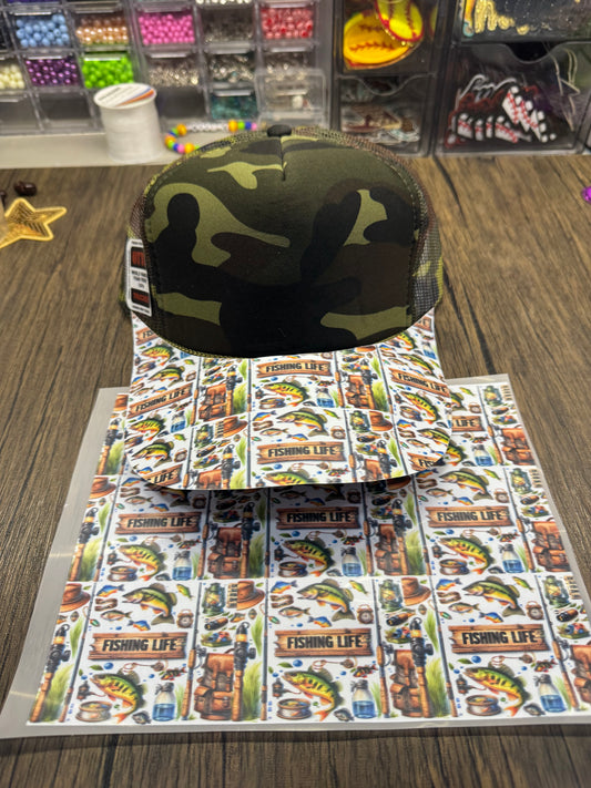 Fishing Life Single Hat Bill DTF Prints